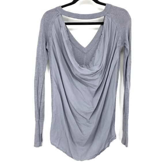 Lululemon Unity Pullover Sweater Womens Size 4 Heathered Fossil Gray Draped Back - Picture 2 of 5